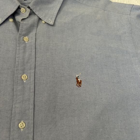 Vintage Ralph Lauren Shirt Mens 17 36/37 Blue Yarmouth Oxford Long Sleeve Preppy - Picture 7 of 7